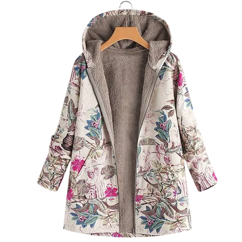 Women's Hooded Floral Print Jacket with Full Zip