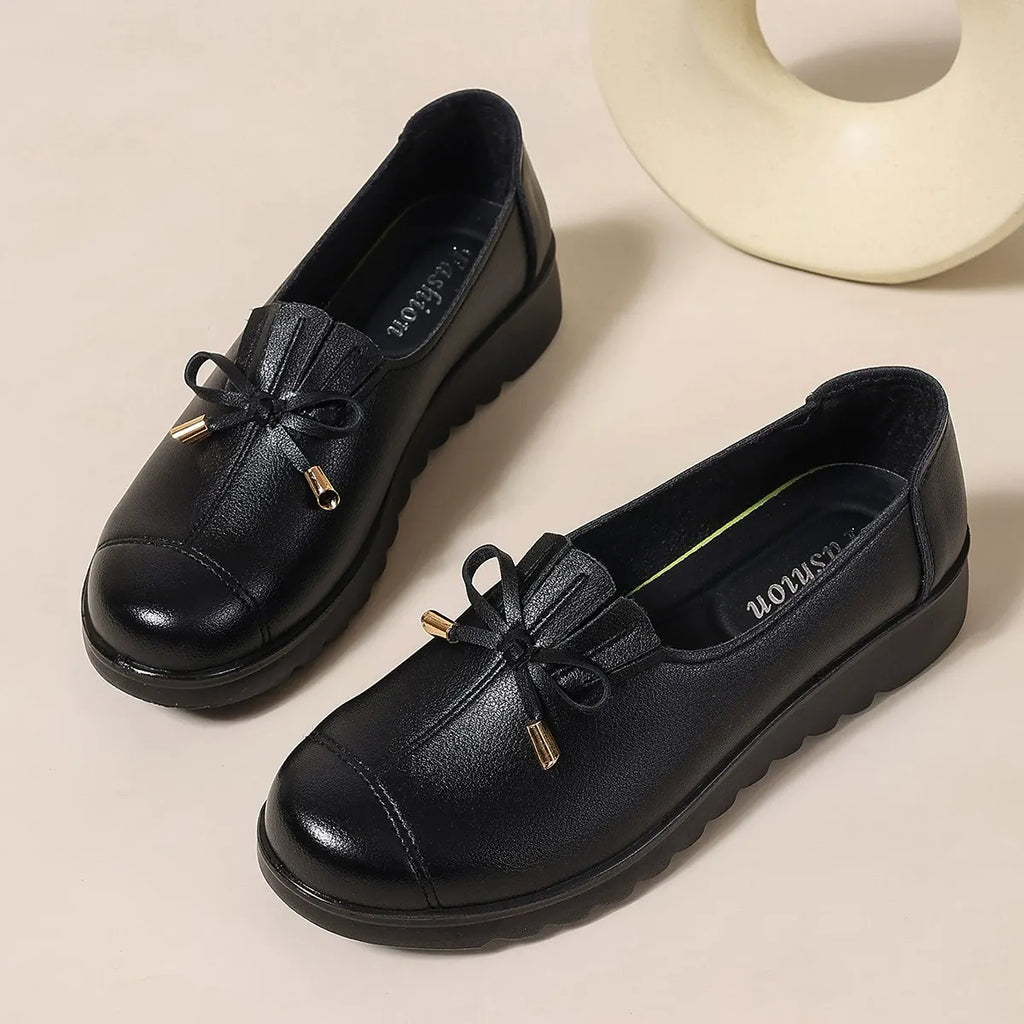 Women's Cushioned Slip-On Loafers with Moc Toe
