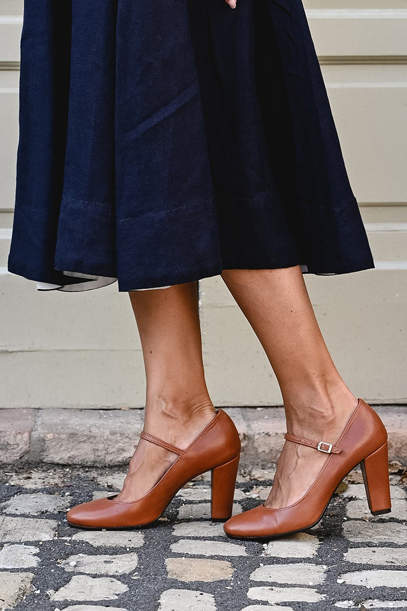 Women's Block Heel Mary Jane Shoes with Rounded Toe