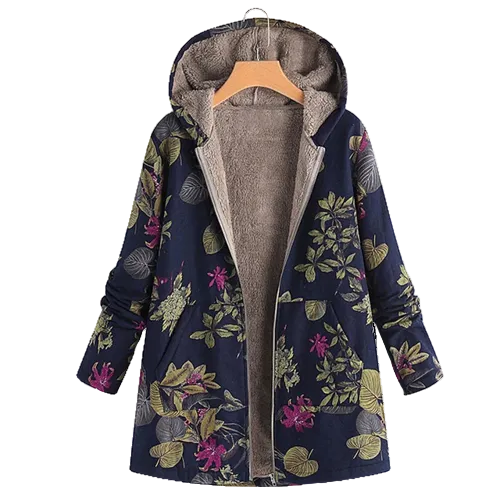 Women's Hooded Floral Print Jacket with Full Zip