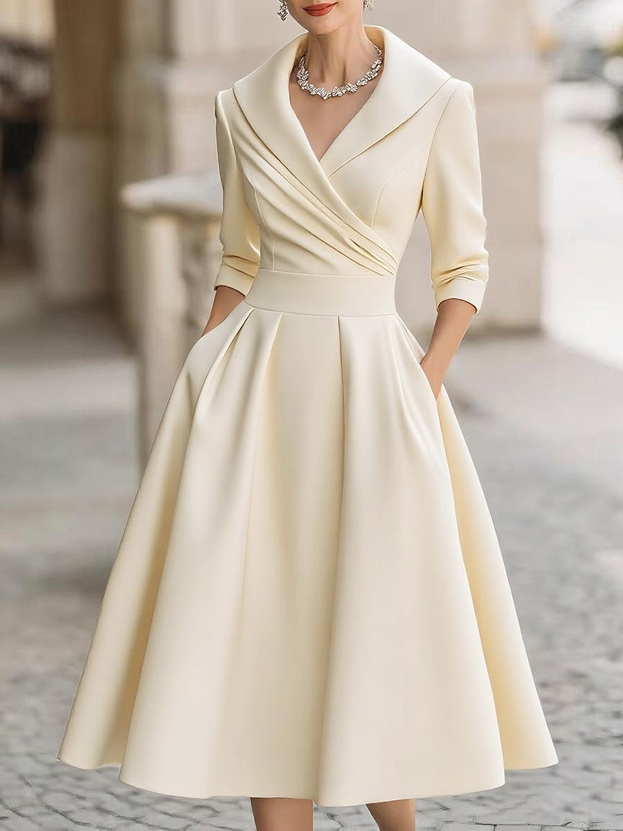 Women's A-Line Cocktail Midi Dress with Cape detail
