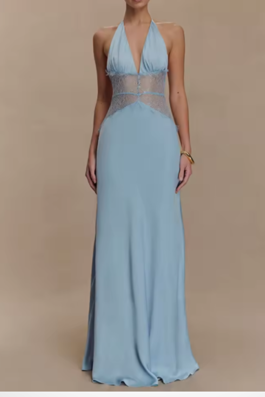 Women's halter backless maxi dress back view