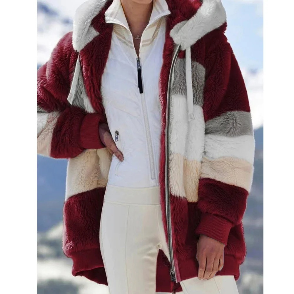 Women's Colorblock Teddy Jacket purple