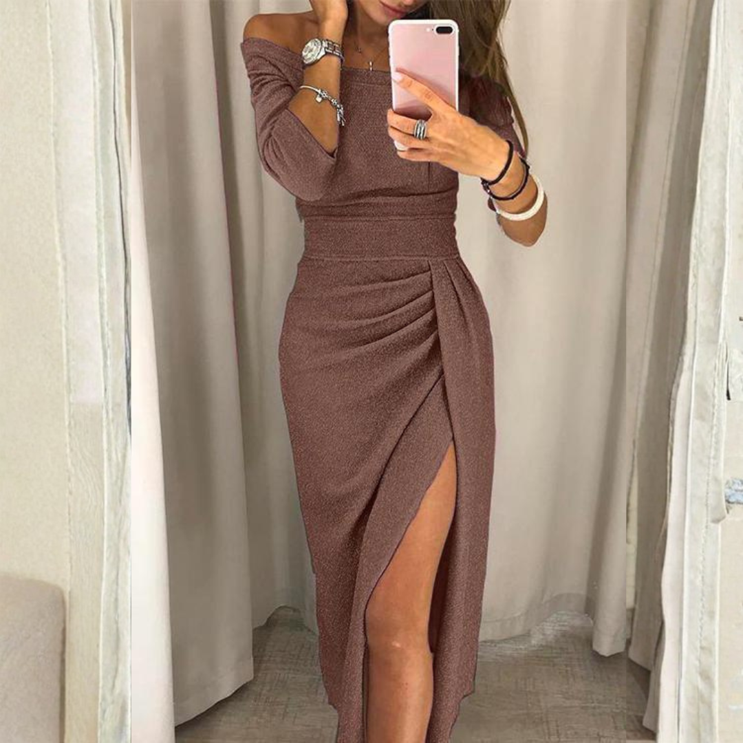 Averelle Elegant Midi Dress Brown
