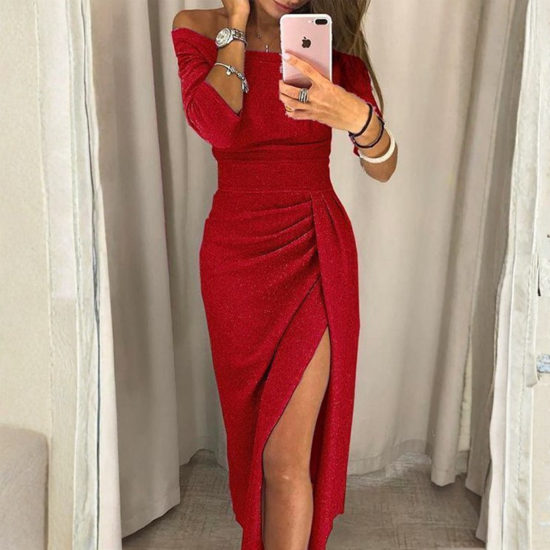 Averelle Elegant Midi Dress Red