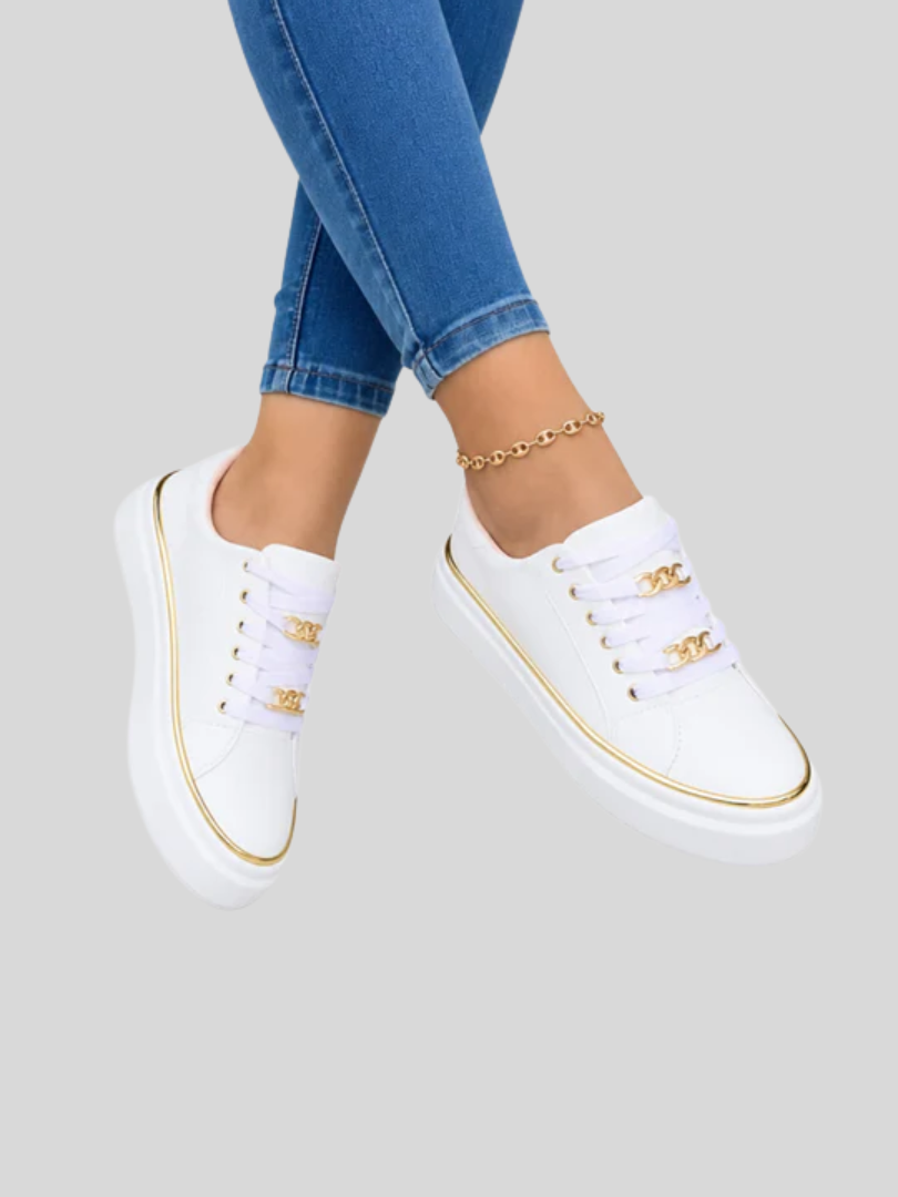 Women's Low-Profile Orthopedic Sneakers with Metallic Accent