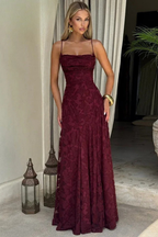 Women's floral jacquard maxi dress back detail