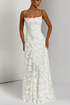 Women's floral jacquard maxi dress lace-up detail