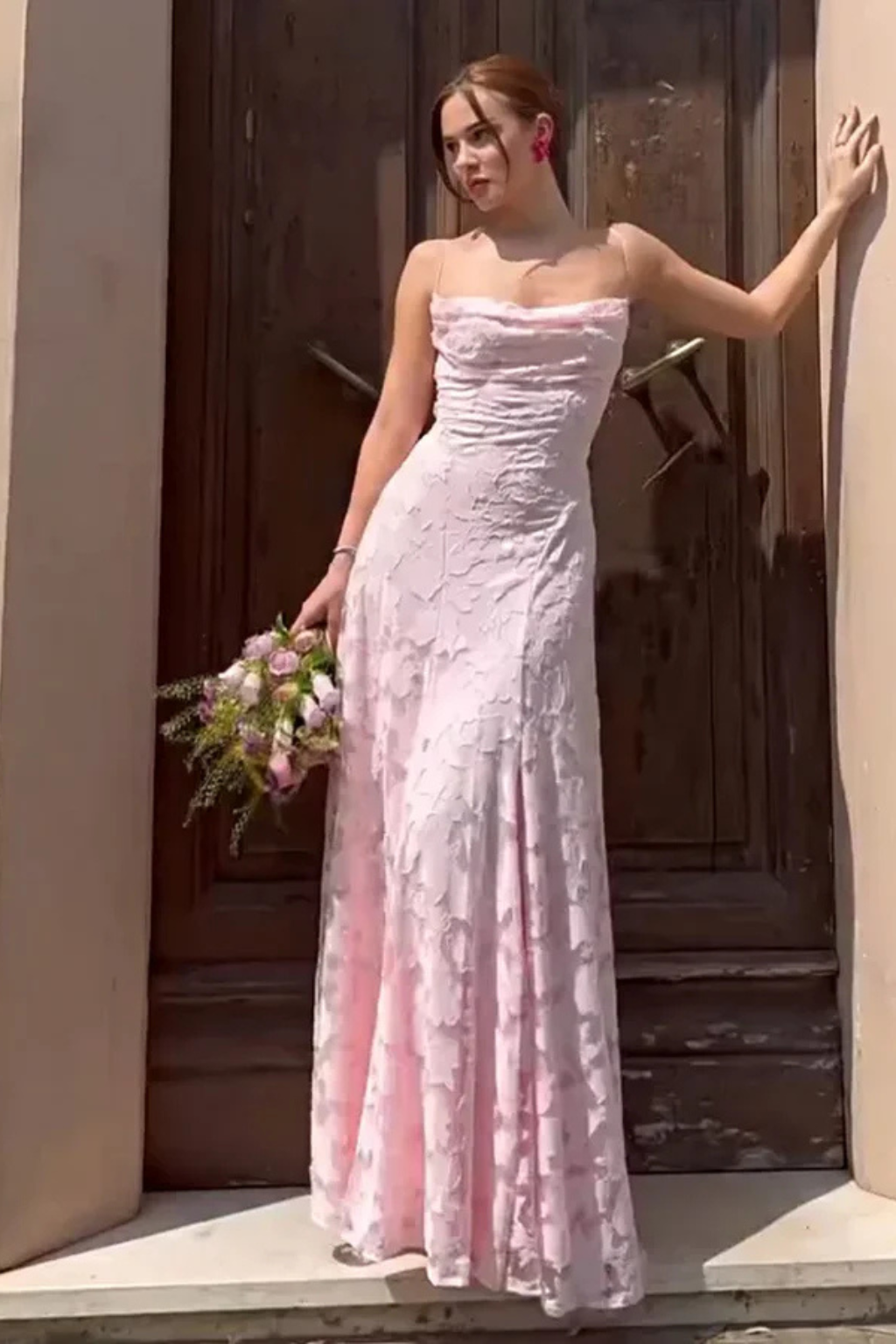 Women's floral jacquard maxi dress full view