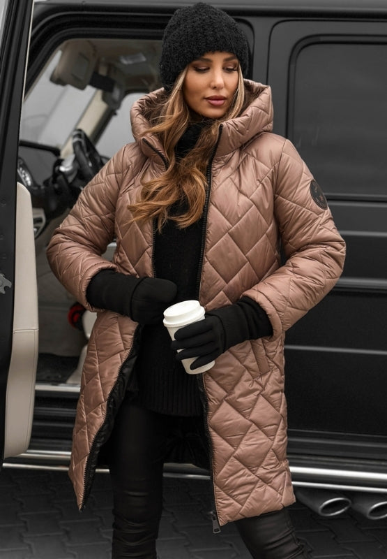 Women's Diamond-Quilted Jacket with Snap-Button Front