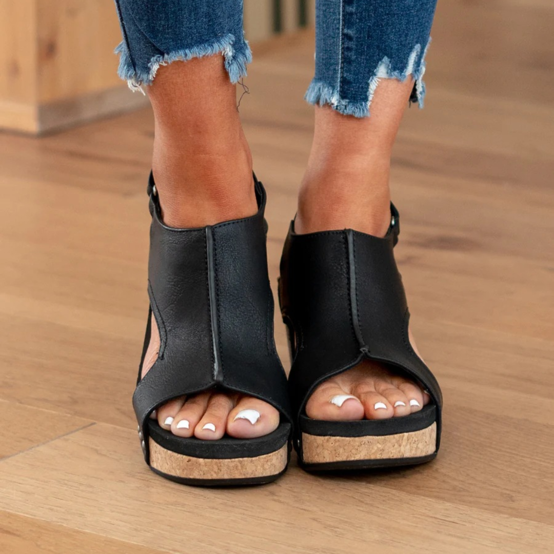 Women's Open-Toe Slingback Wedge Sandals