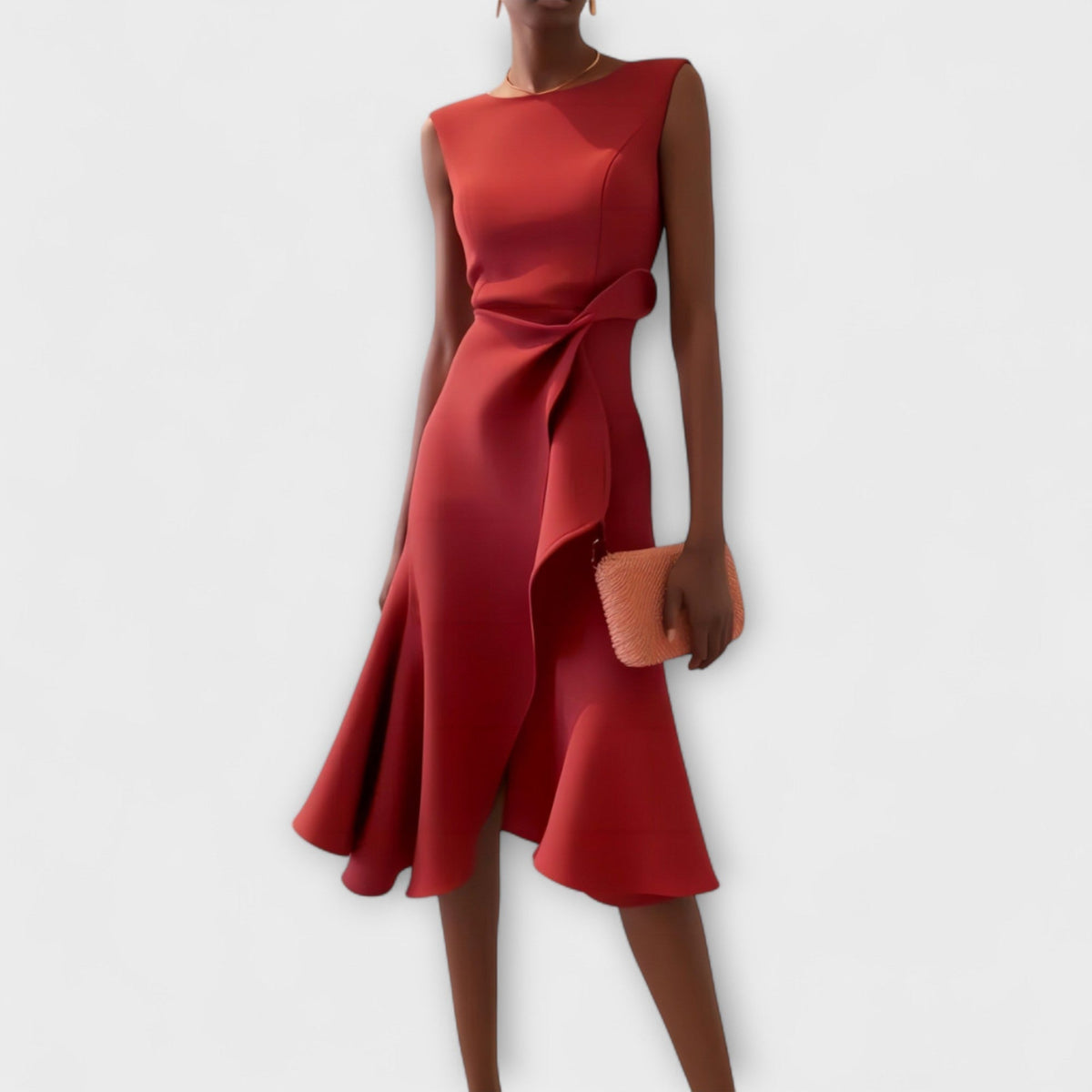 Women's Ruffle Hem Wrap Midi Dress front