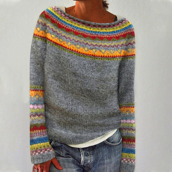 Striped Color Block Sweater - Blue