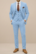 Men's Three-Piece Suit Set with Single-Breasted Blazer