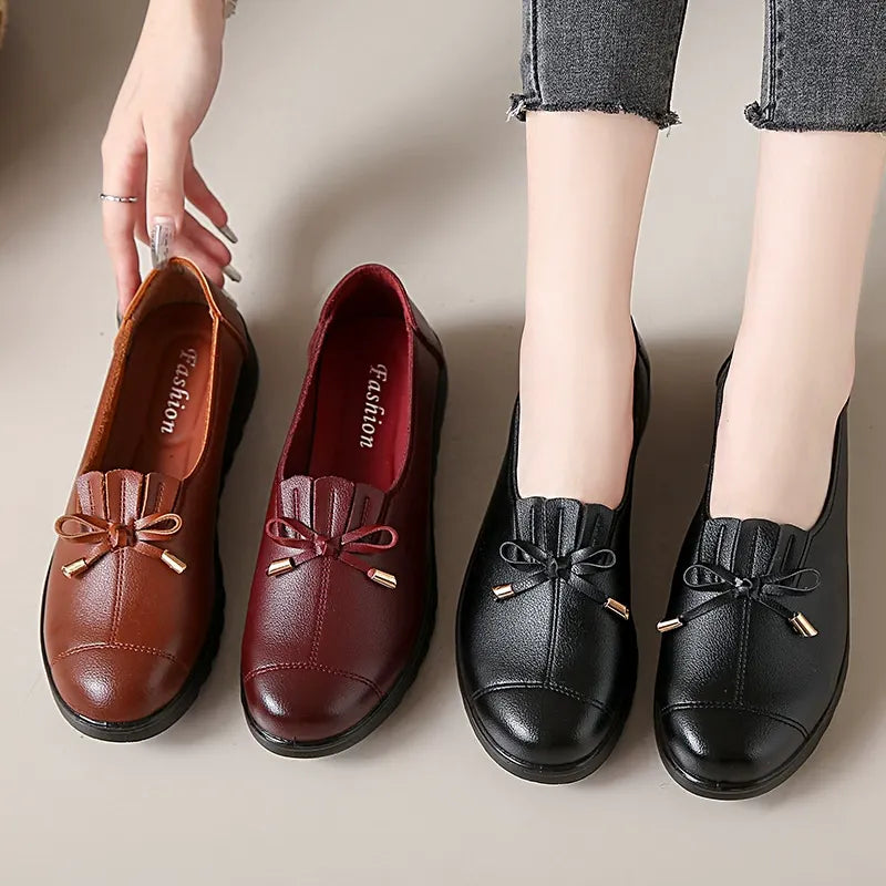 Women's Cushioned Slip-On Loafers with Moc Toe