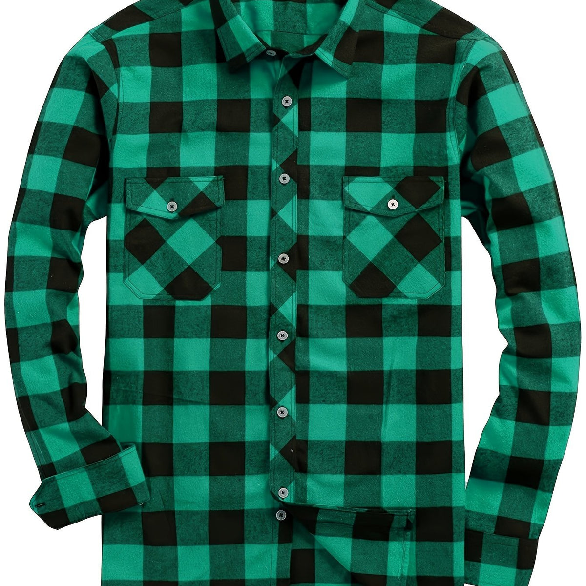 Men's Buffalo Plaid Flannel Shirt with Button Front