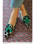 Women's Pointed Toe Slip-On Loafers with Structured Upper - Green