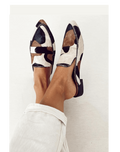 Women's Patterned Flat Sole Loafers with Slip-On Design