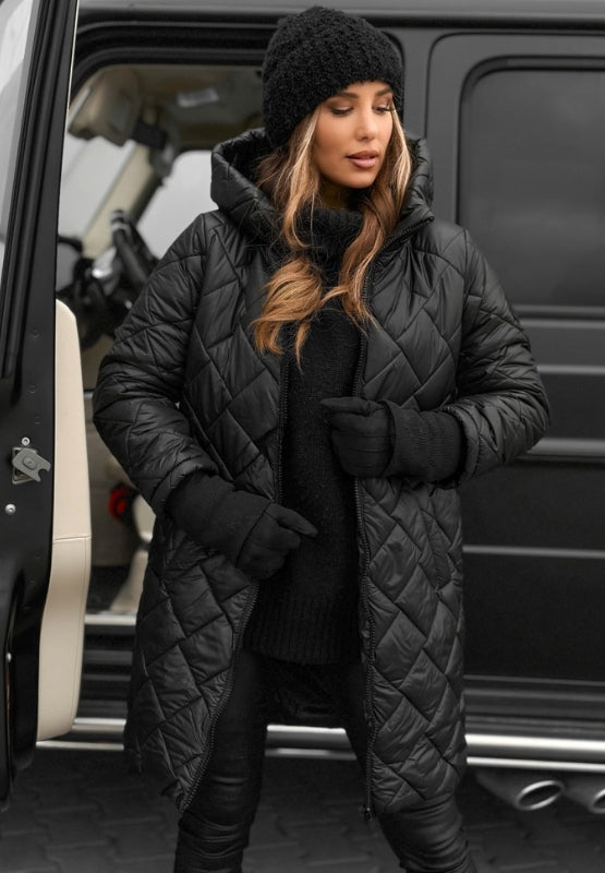 Women's Diamond-Quilted Jacket with Snap-Button Front