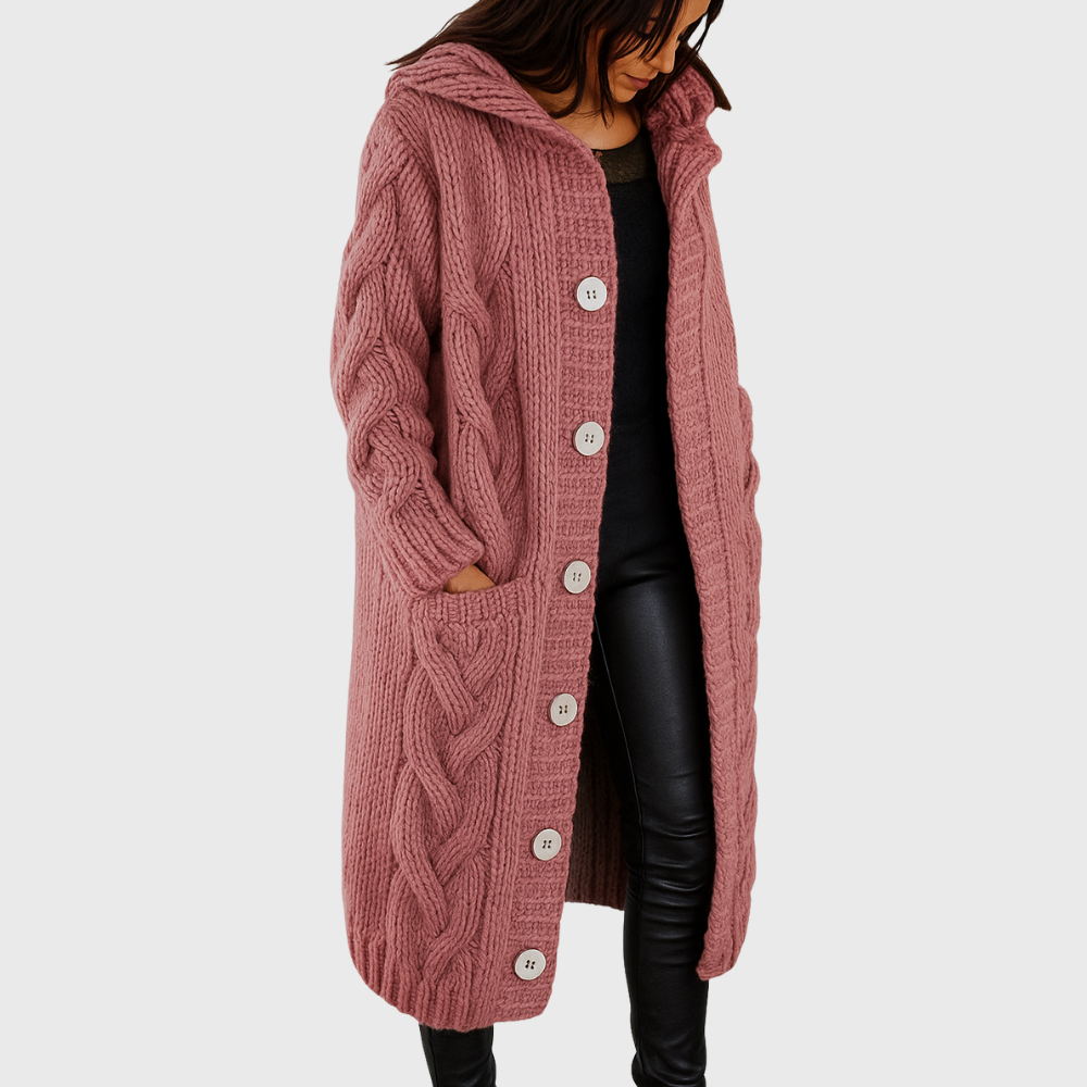 Women's Longline Open-Front Cardigan with Side Pockets