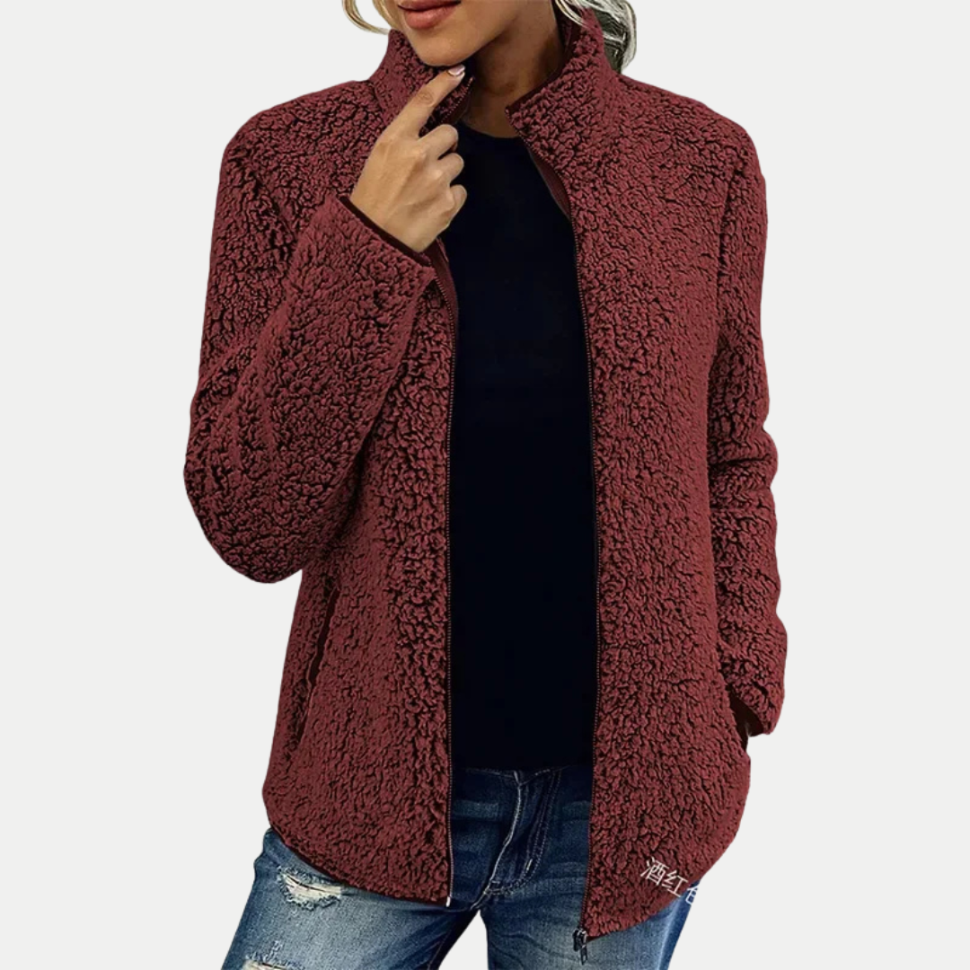Women's Textured Fleece Jacket with Zip Front