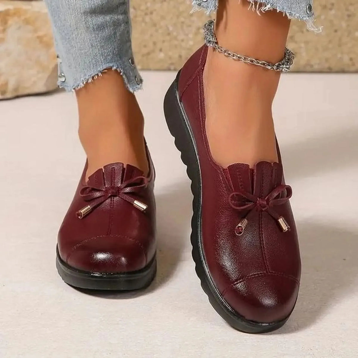 Women's Cushioned Slip-On Loafers with Moc Toe