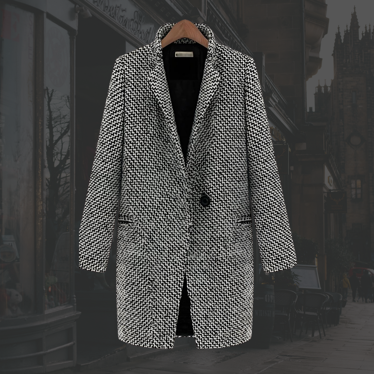 Women's Tailored Lapel Coat with Single-Breasted Front