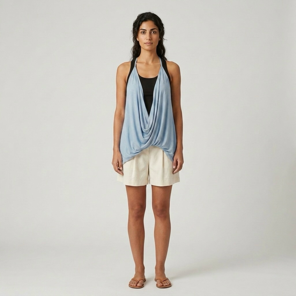 Draped Halter Overlay Top