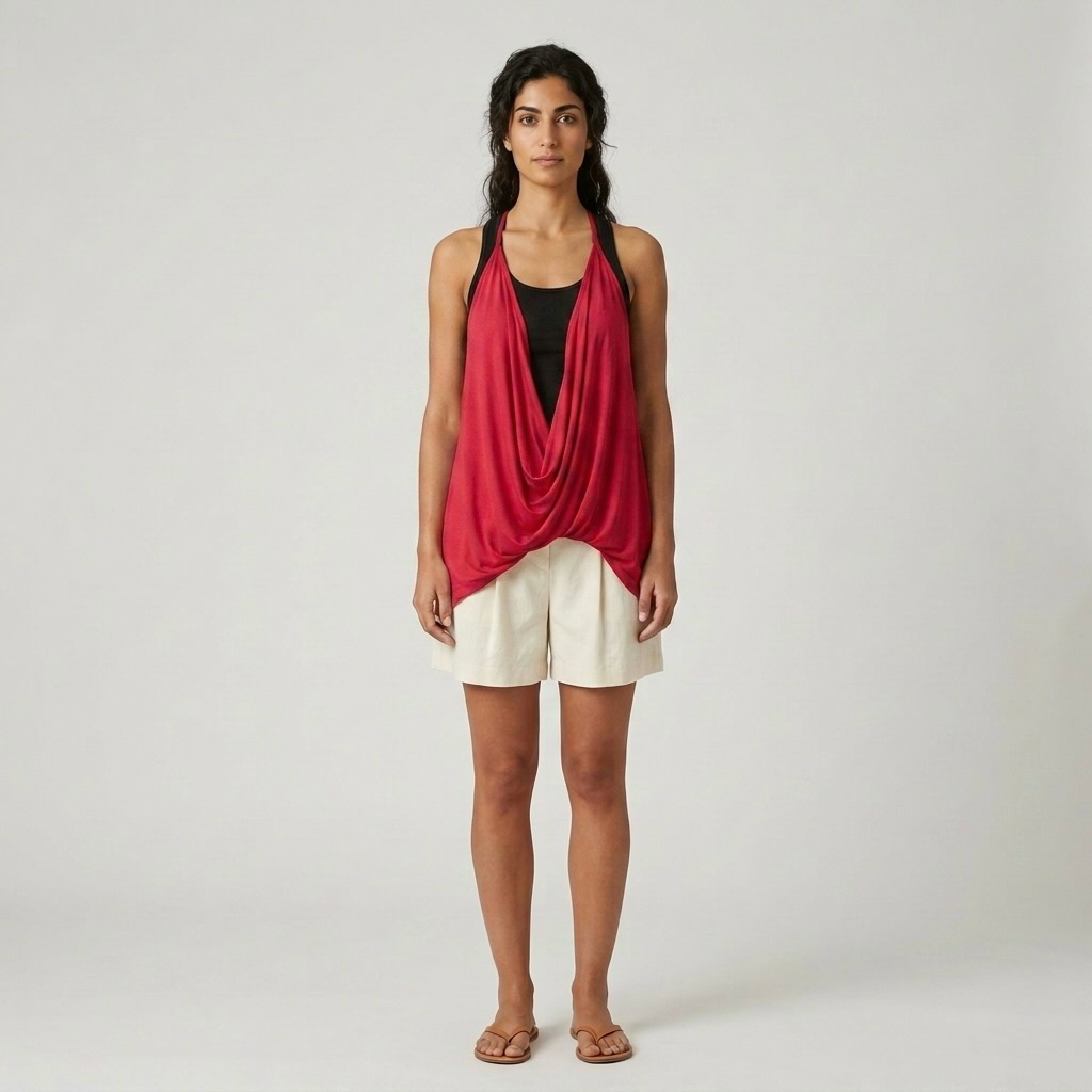 Draped Halter Overlay Top
