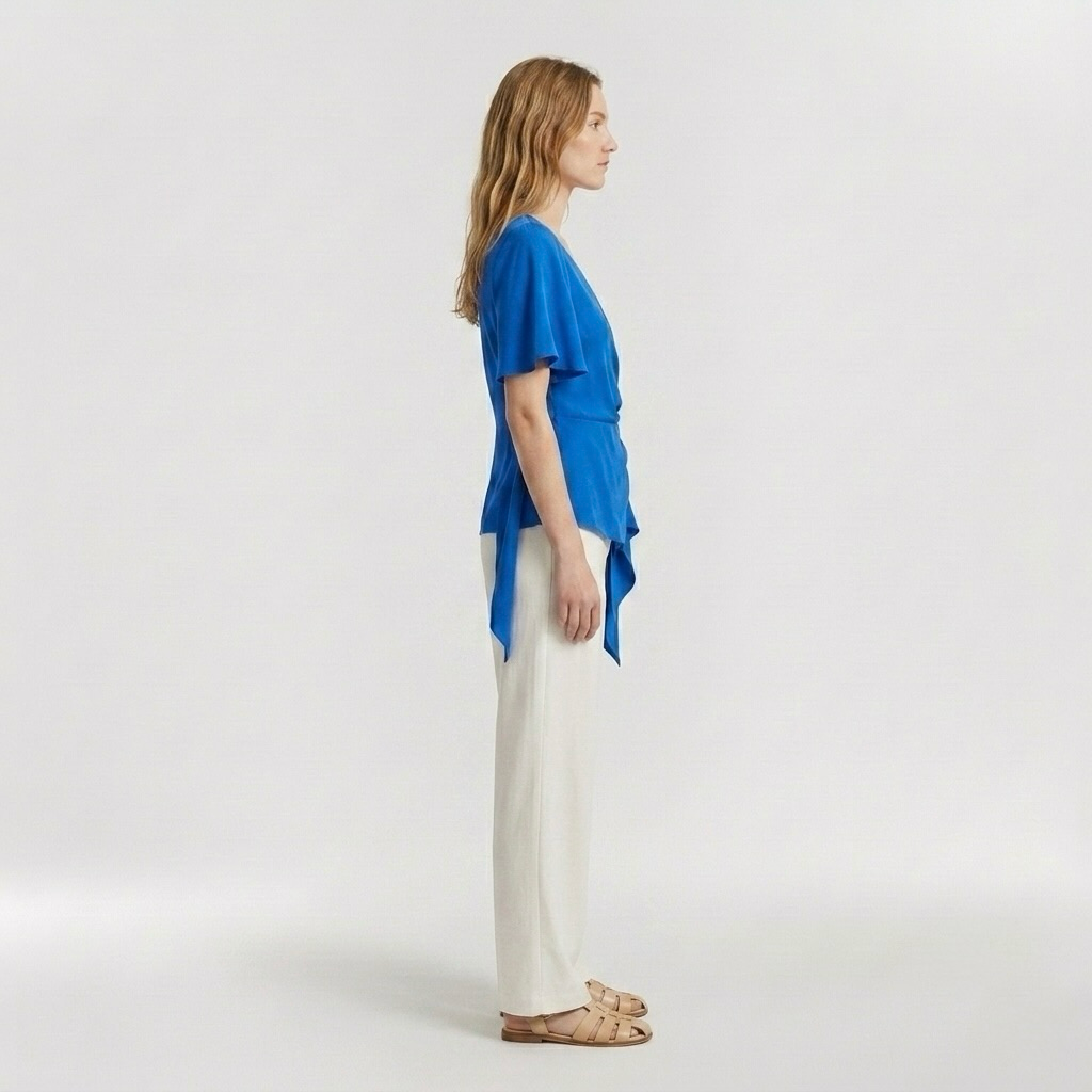 Flutter Sleeve Wrap Tie Top