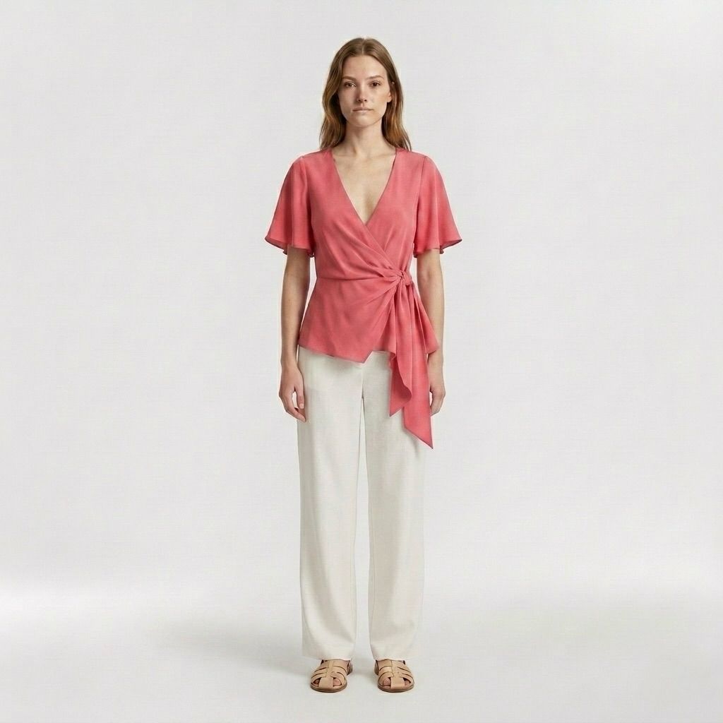 Flutter Sleeve Wrap Tie Top