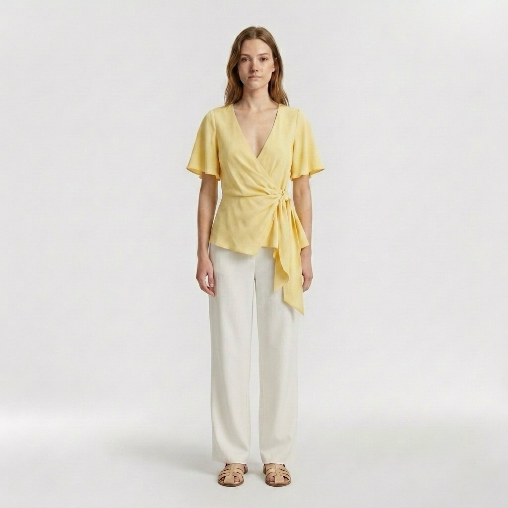 Flutter Sleeve Wrap Tie Top
