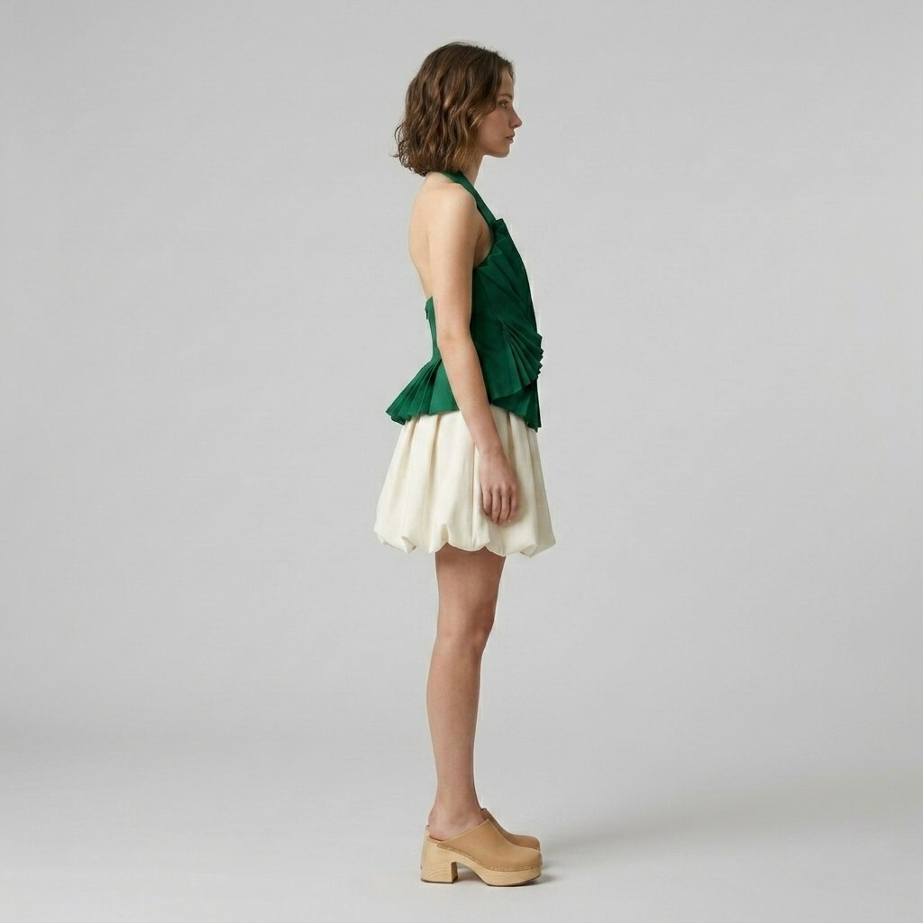 Pleated Halter Sculpted Top