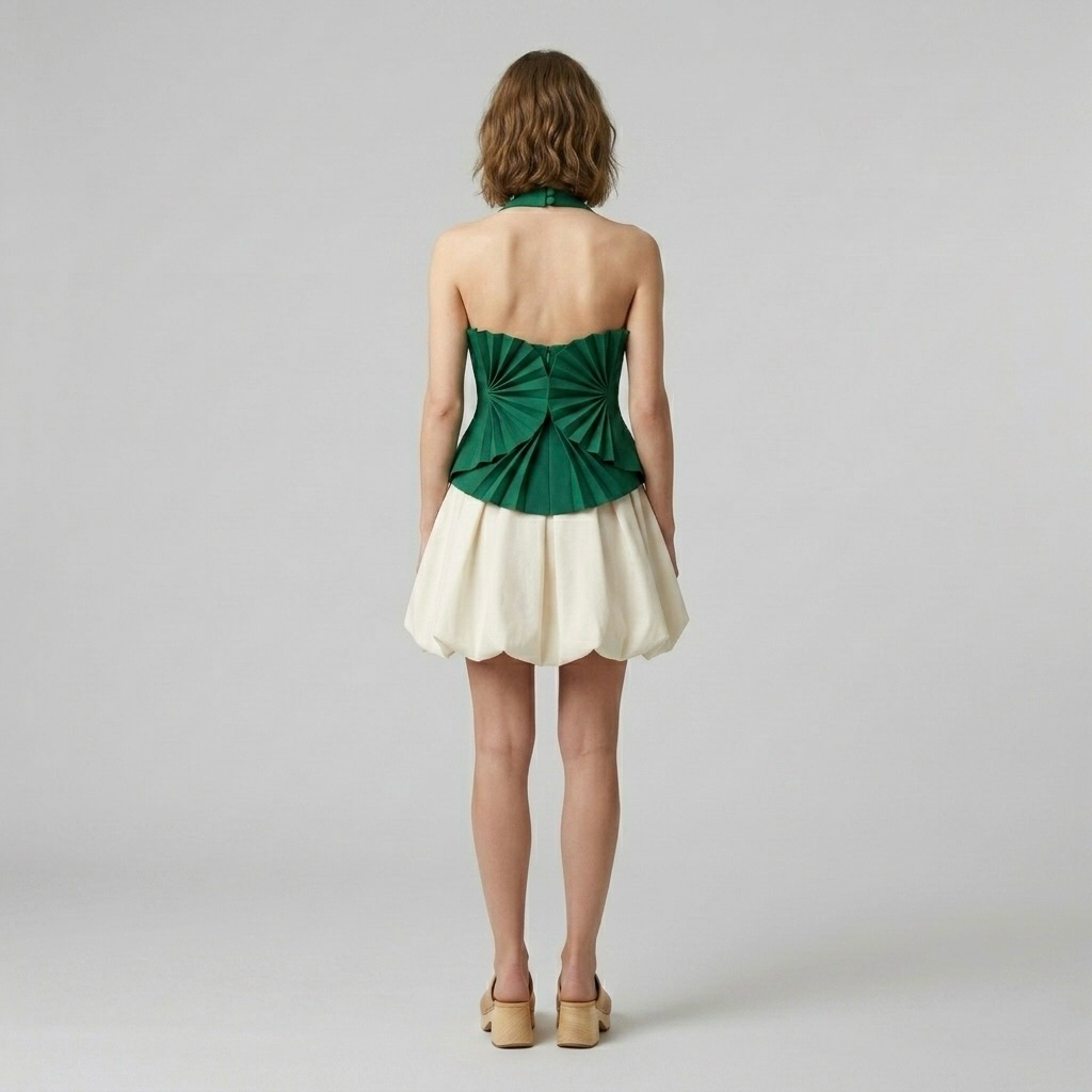 Pleated Halter Sculpted Top