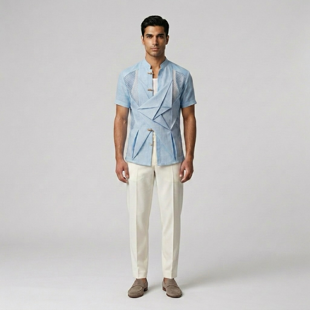 Origami Mesh Statement Shirt