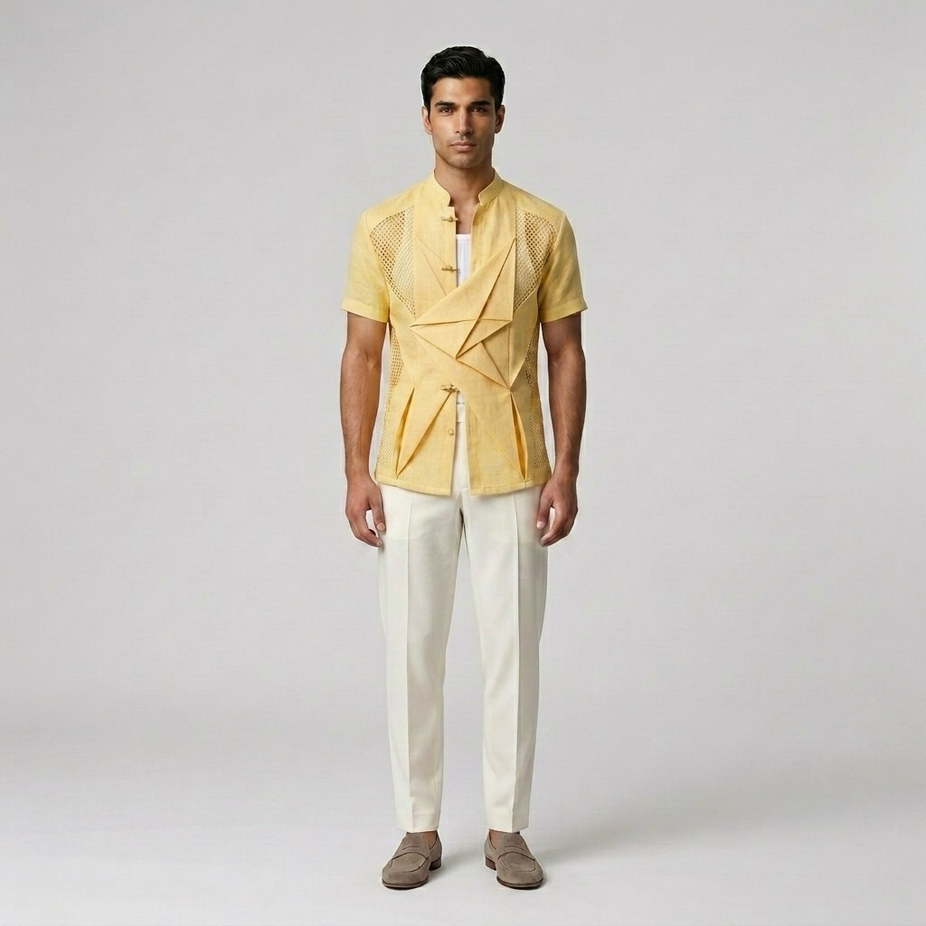 Origami Mesh Statement Shirt