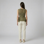 Laser-Cut Peplum Statement Vest