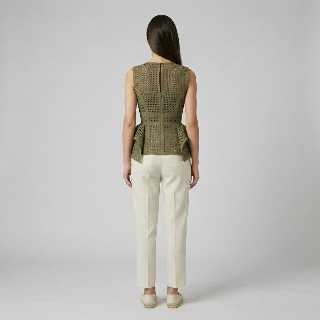 Laser-Cut Peplum Statement Vest