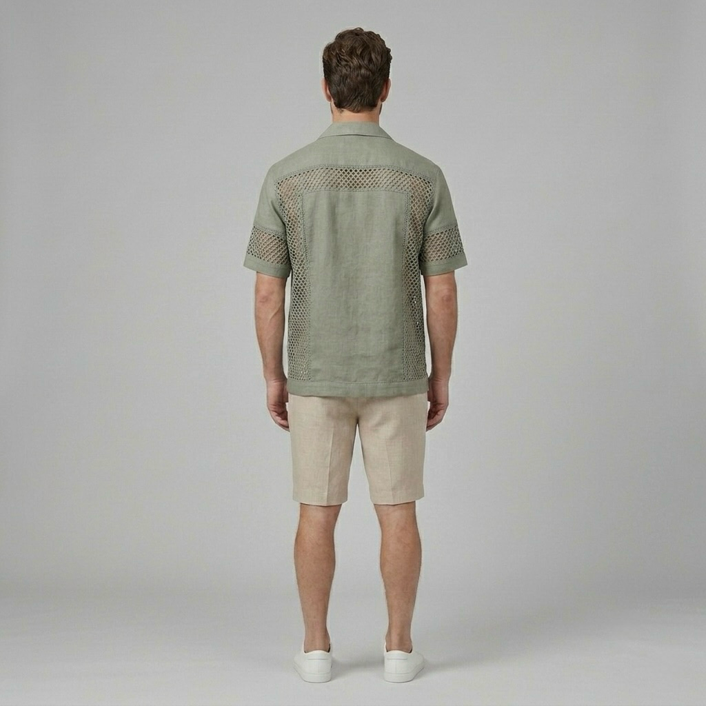 Mesh Panel Resort Shirt