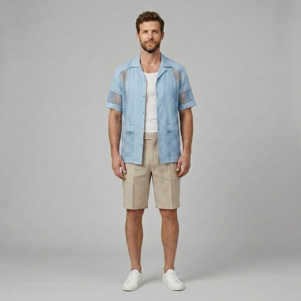 Mesh Panel Resort Shirt