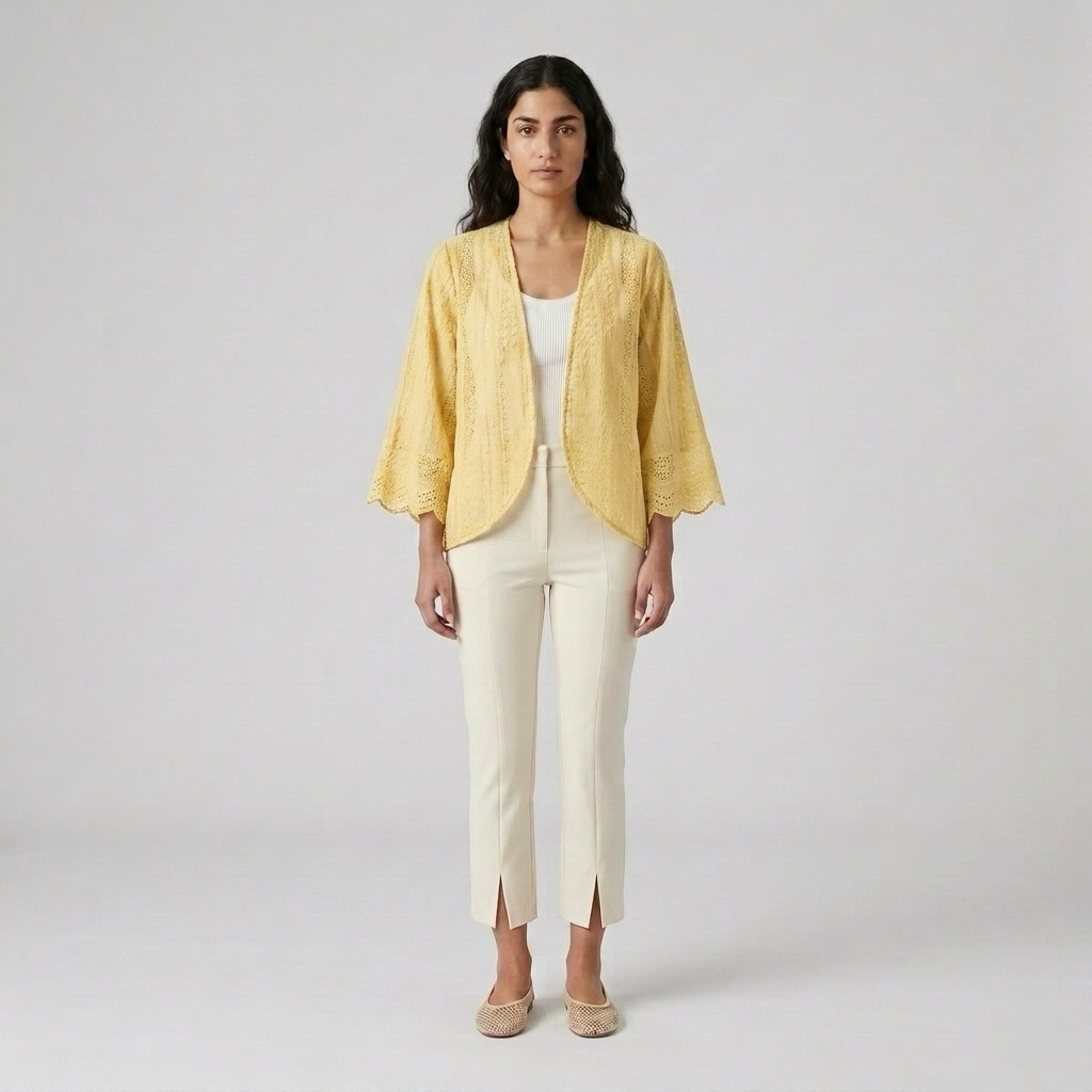 Open Front Lace Kimono Jacket