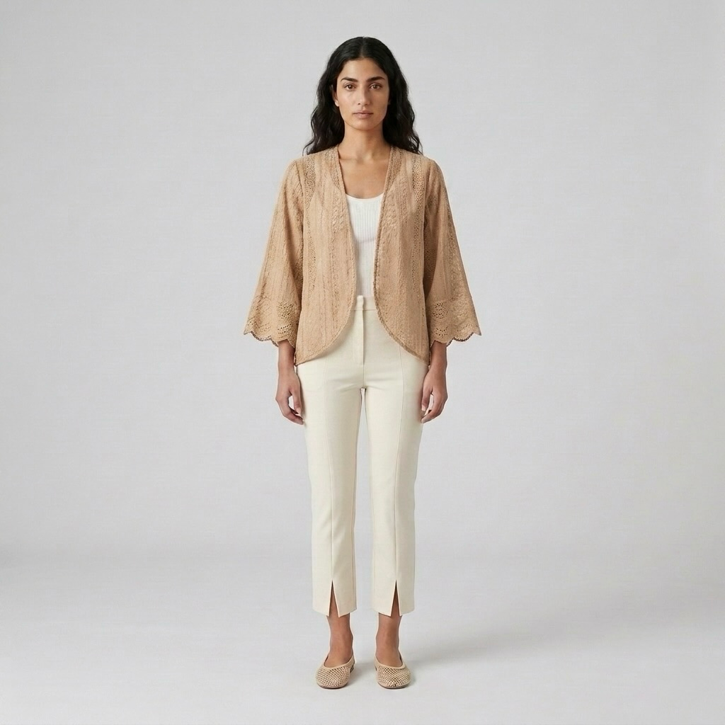 Open Front Lace Kimono Jacket