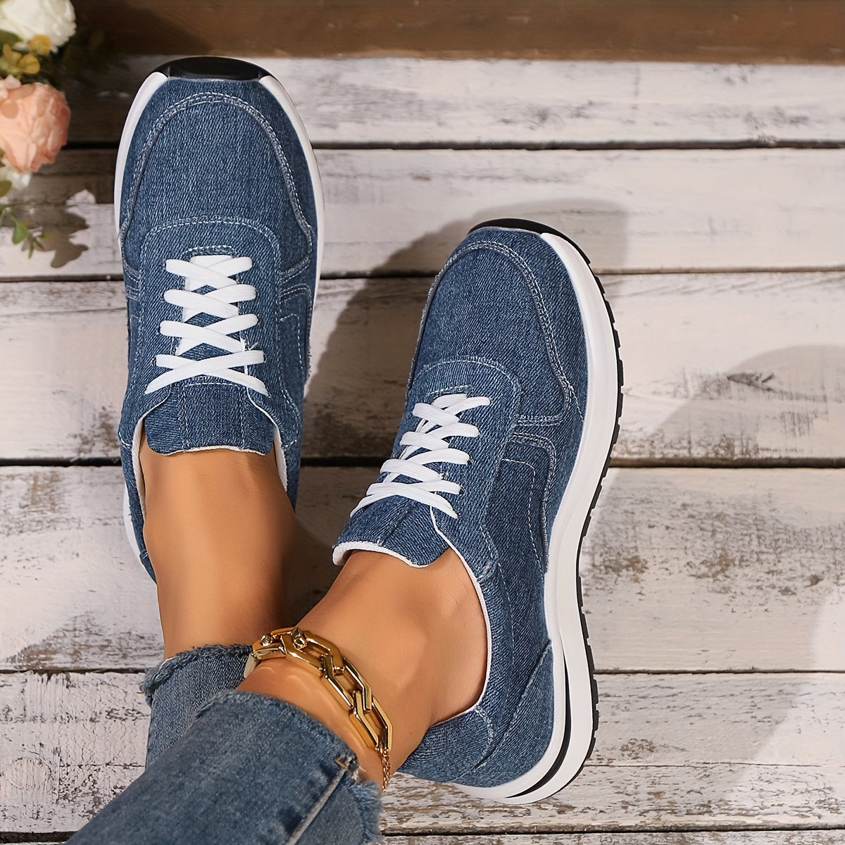 Women's Orthopedic Lace-Up Sneakers with Mesh Panels