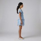 Belted Cascade Hem Mini Dress