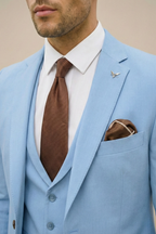 Men's Three-Piece Suit Set with Single-Breasted Blazer