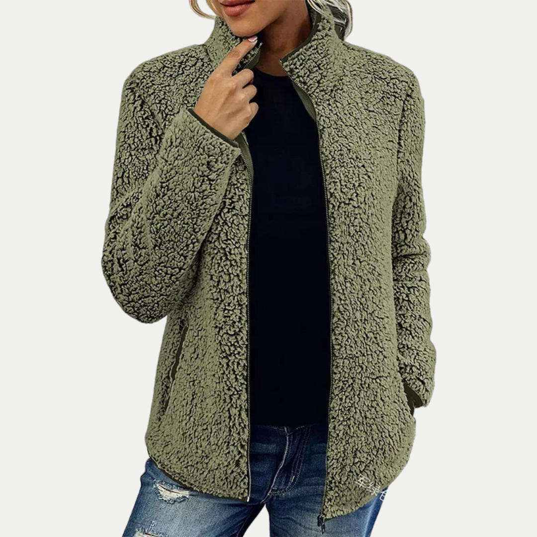 Women's Textured Fleece Jacket with Zip Front
