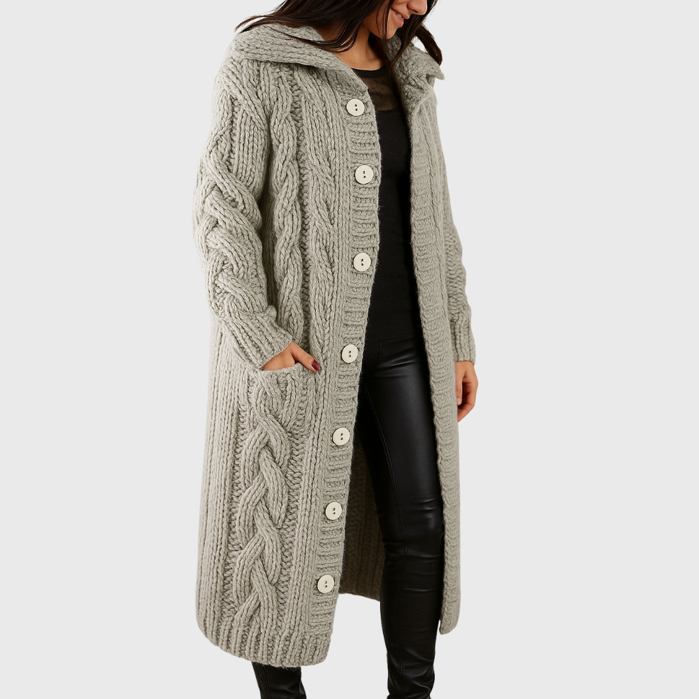 Women's Longline Open-Front Cardigan with Side Pockets