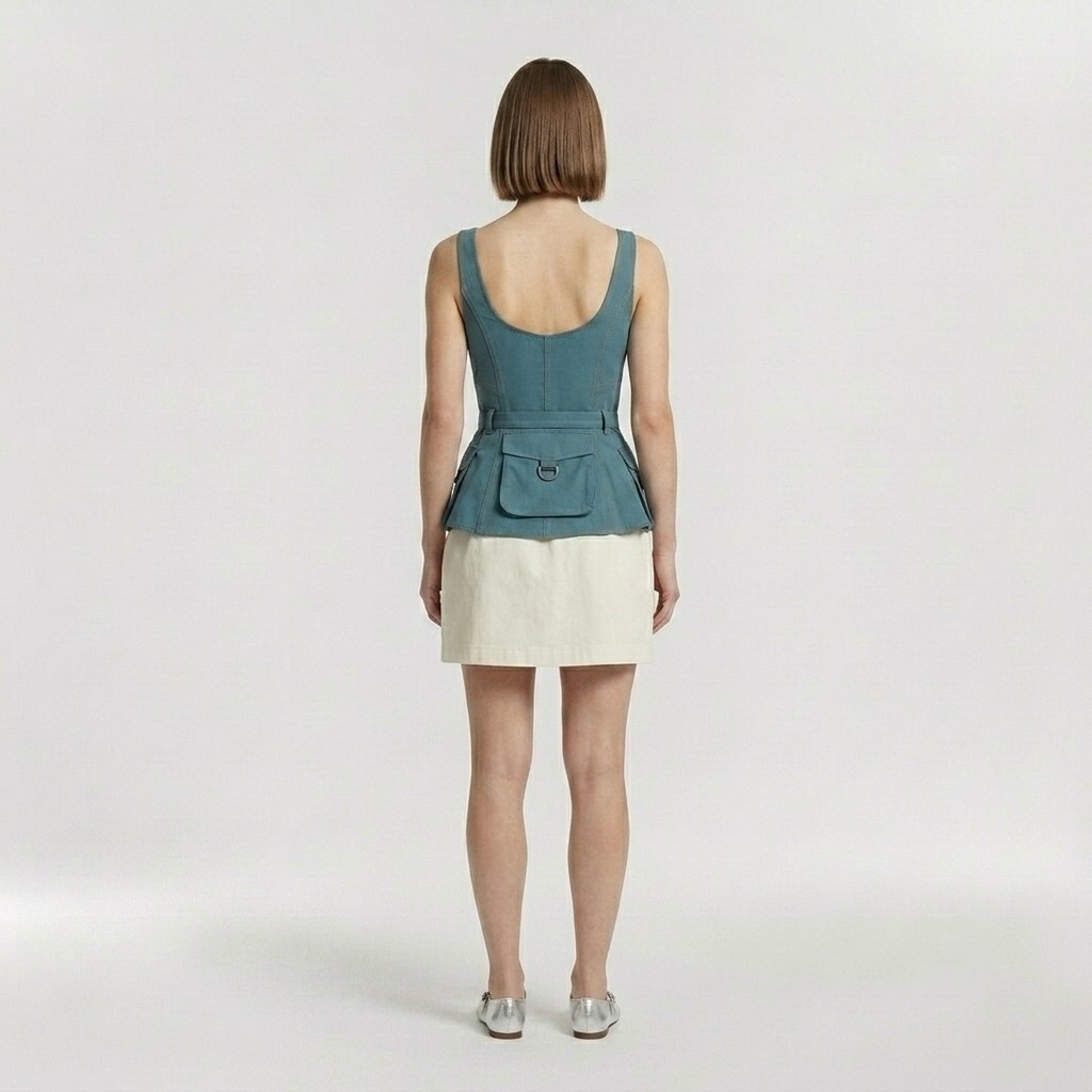 Utility Pocket Fit-and-Flare Mini Dress