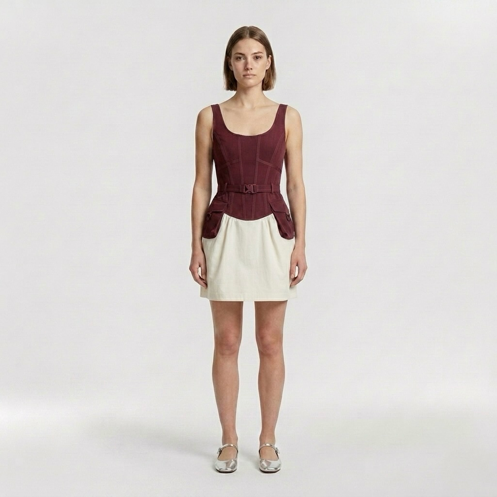 Utility Pocket Fit-and-Flare Mini Dress