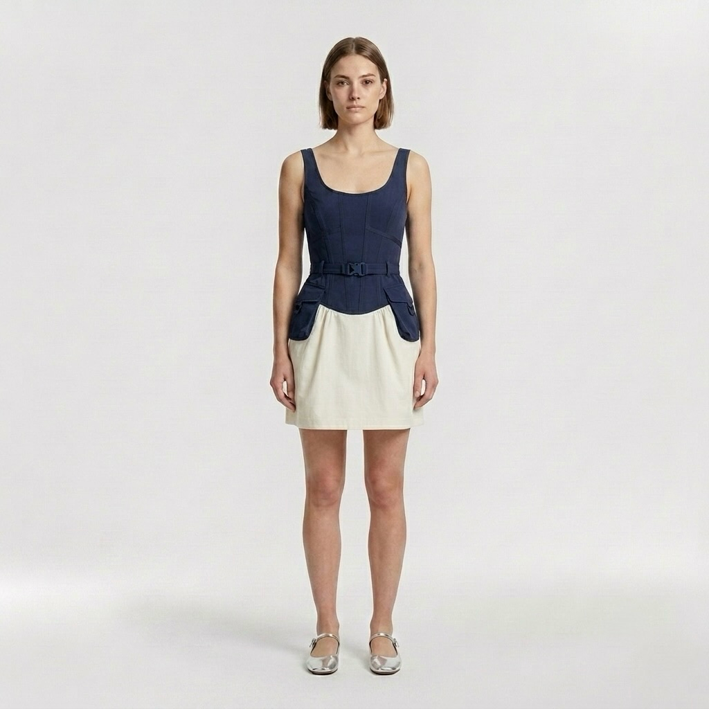 Utility Pocket Fit-and-Flare Mini Dress